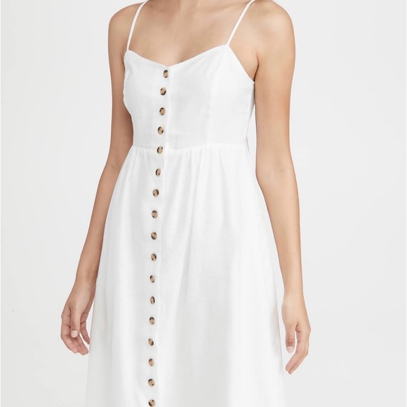 H&M linen blend button down cami midi dress - Picture 3 of 13